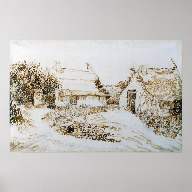 Póster Van Gogh - Dos Casas En Saintes-Maries-De-La-Me (Frente)