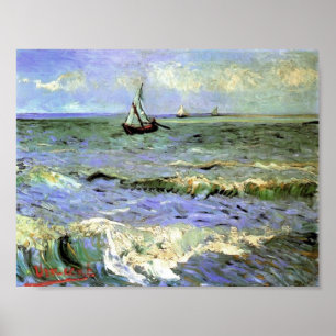 Póster Van Gogh - El paisaje marino en Saintes-Maries