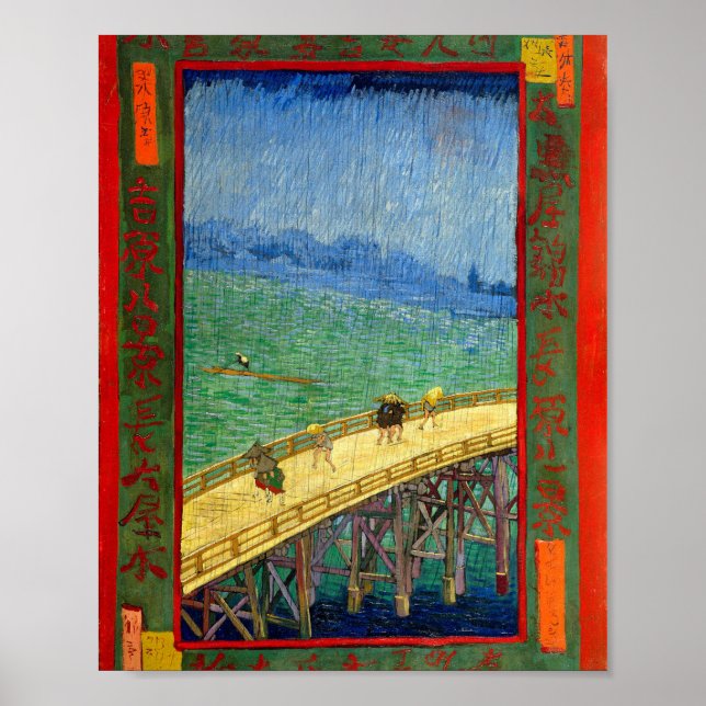 Póster Van Gogh El puente en la lluvia después de Hiroshi (Frente)