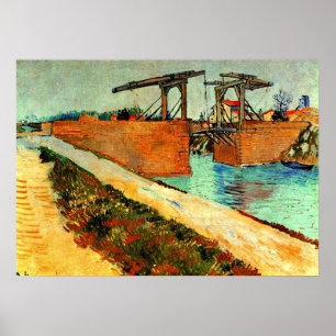 Póster Van Gogh - El puente Langlois con carretera