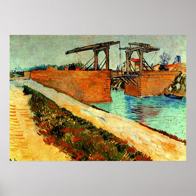 Póster Van Gogh - El puente Langlois con carretera (Frente)