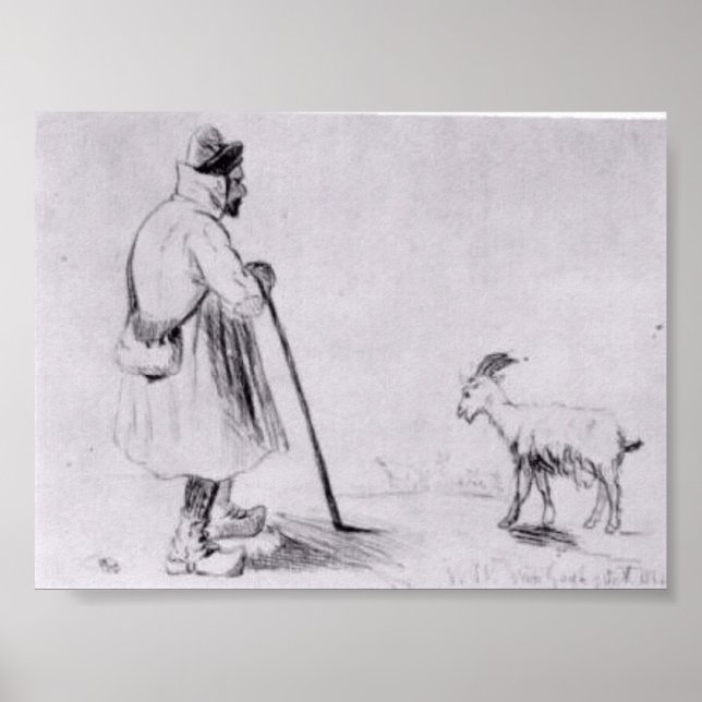 Póster Van Gogh - El rebaño de cabras (Frente)