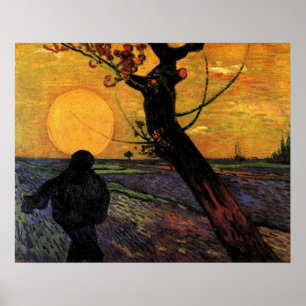 Póster Van Gogh; El sembrador, agricultor campesino vinta