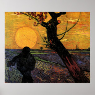 Póster Van Gogh; El sembrador, agricultor campesino vinta