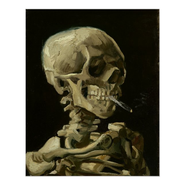 Póster Van Gogh, esqueleto con un cigarrillo encendido (Anverso)