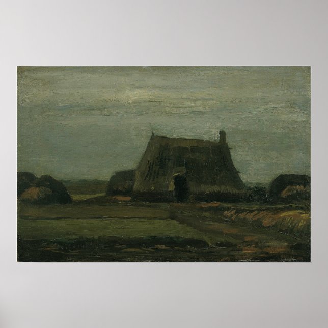 Póster Van Gogh - Farm With Stacks Of Peat (Frente)