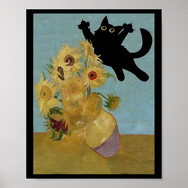 Póster Van Gogh Flowers Cat Sunflowers (Frente)