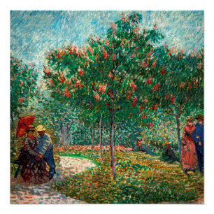 Póster Van Gogh Garden en Montmartre con amantes