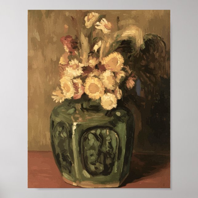 Póster Van Gogh Ginger Jar with Chrysanthemums  (Frente)