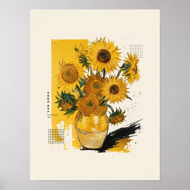 Póster Van Gogh Girasoles Moderno  (Frente)
