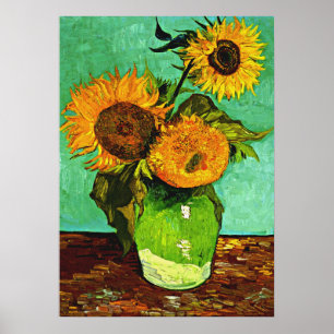 Póster Van Gogh - girasoles, tres