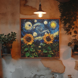 Póster Van Gogh girasoles y noche estrellada