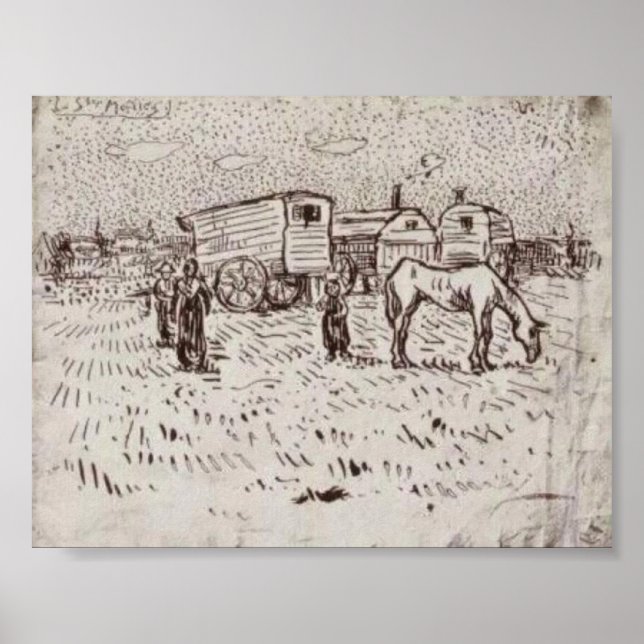 Póster Van Gogh - Gitanos en Saintes-Maries (Frente)