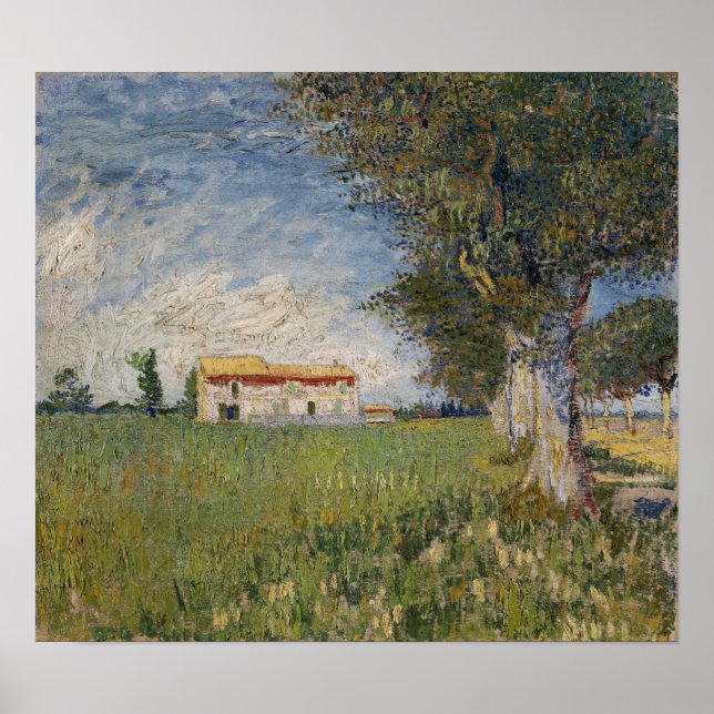 Póster Van Gogh - Granja en un trigal (Frente)