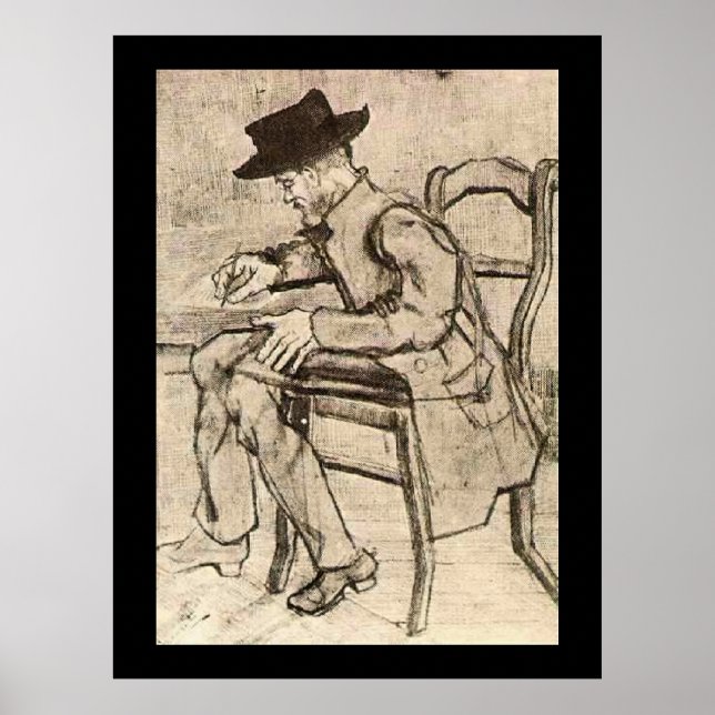 Póster Van Gogh - Hombre Que Escribe, Enfrentando A La Iz (Frente)