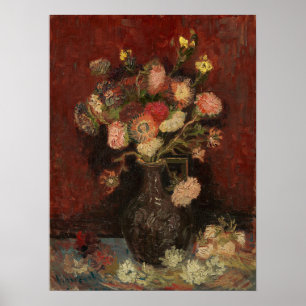 Póster Van Gogh - Jarrón con asterias chinas y gladiolos