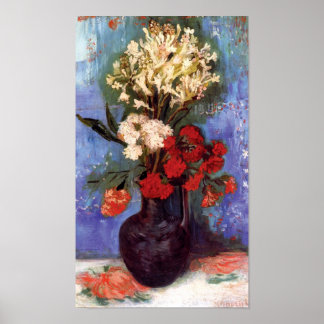 Póster Van Gogh - Jarrón con claveles y otras flores