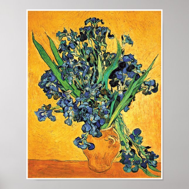 Póster Van Gogh - Jarrón con Lirios de Fondo Amarillo (Frente)