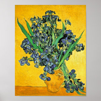 Póster Van Gogh - Jarrón con Lirios de Fondo Amarillo