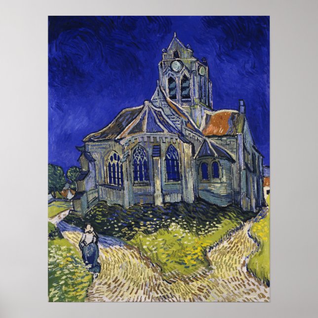 Póster Van Gogh - La Iglesia De Auvers-Sur-Oise (Frente)