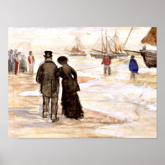 Póster Van Gogh - La playa de Scheveningen (pareja) (Frente)