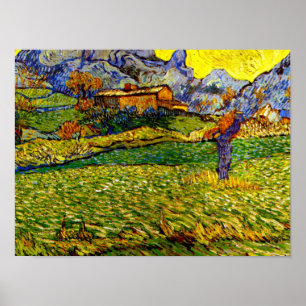 Póster Van Gogh - La pradera en las montañas