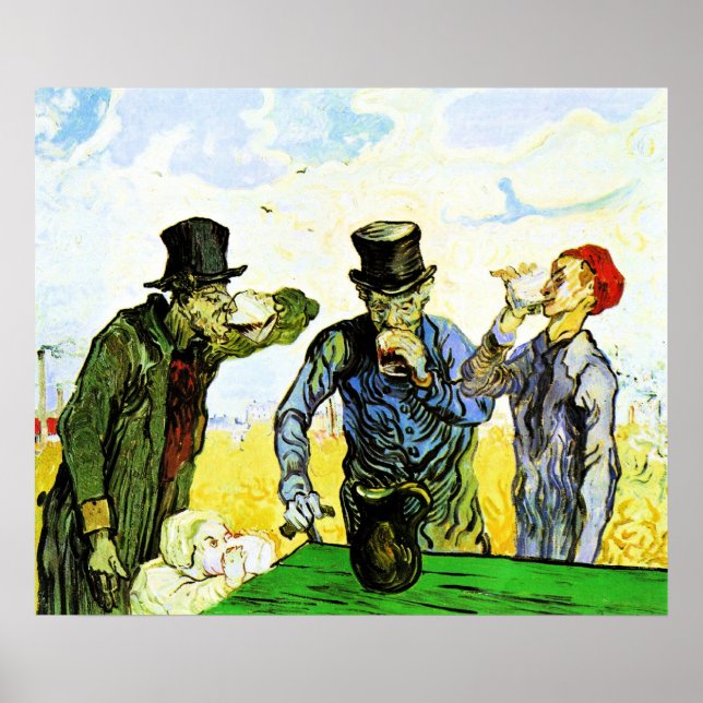 Póster Van Gogh - Los bebedores, pintura famosa (Frente)