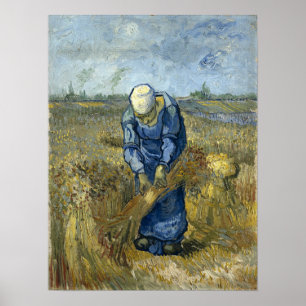 Póster Van Gogh - Mujer campesina enlaza hojas