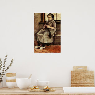 Póster Van Gogh - Mujer remendando medias,