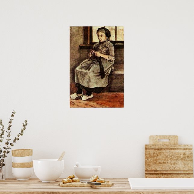 Póster Van Gogh - Mujer remendando medias, (Cocina)