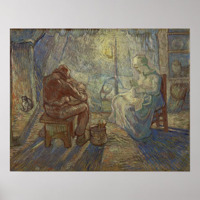Póster Van Gogh - Noche (después de Millet) (Frente)