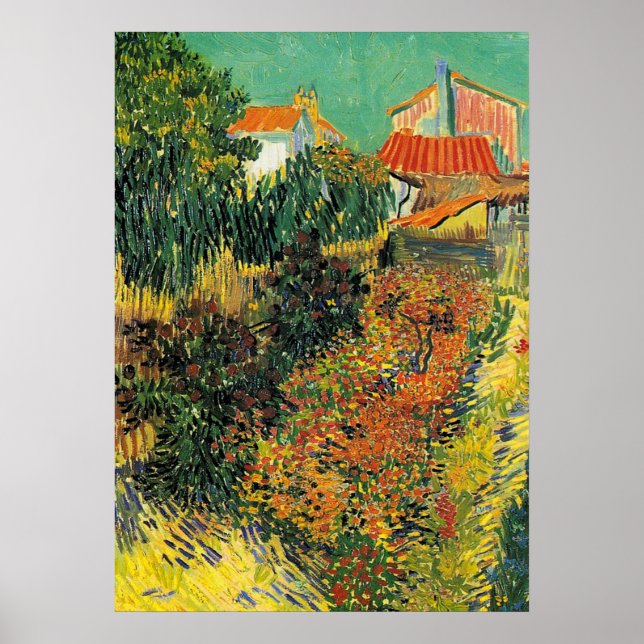 Póster Van Gogh - Noon o Jardín detrás de una casa (Frente)