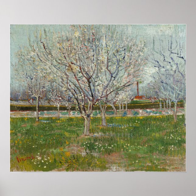 Póster Van Gogh - Orchard In Blossom (Árboles de ciruela) (Frente)