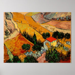 Póster Van Gogh - Paisaje con casas y villanos