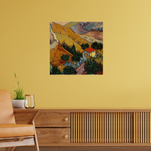 Póster Van Gogh - Paisaje con House y Plowman,