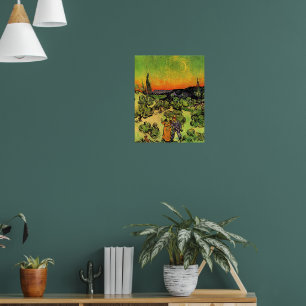 Póster Van Gogh - Paisaje con pareja caminando