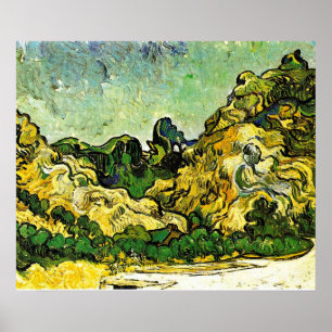 Póster Van Gogh - Paisaje montañoso en Saint-Remy