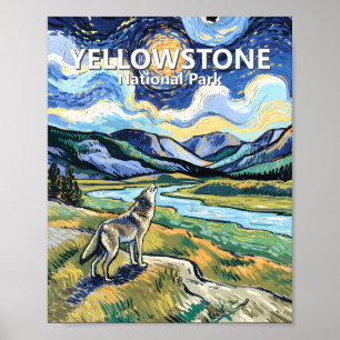 Póster Van Gogh Parque Nacional Yellowstone Lobo Aullando