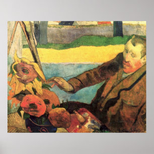 Póster Van Gogh pinta girasoles por Gauguin
