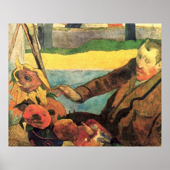Póster Van Gogh pinta girasoles por Gauguin (Frente)