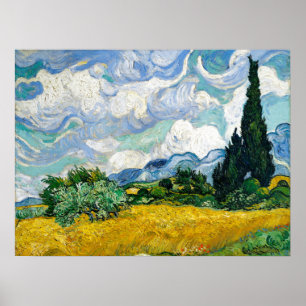 Póster Van Gogh Pintura Art Vintage Wheat Field Cypresse