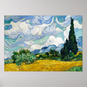 Póster Van Gogh Pintura Art Vintage Wheat Field Cypresse