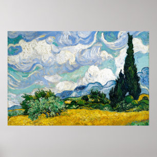 Póster Van Gogh Pintura Art Vintage Wheat Field Cypresse