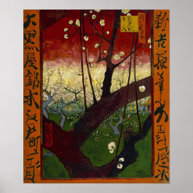Póster Van Gogh - Plum Orchard Flores, Después De Hiroshi (Frente)