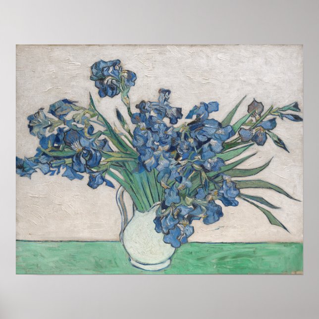 Póster Van Gogh Purple Irises Vase Floral Pintura (Frente)