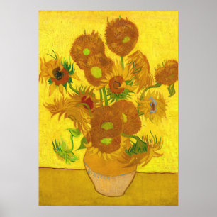 Póster Van Gogh Quince Girasoles En Un Bella Artes De Vas
