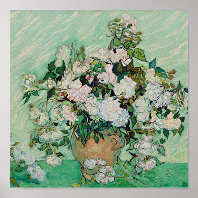 Póster Van Gogh - Rosas, pintura famosa, (Frente)