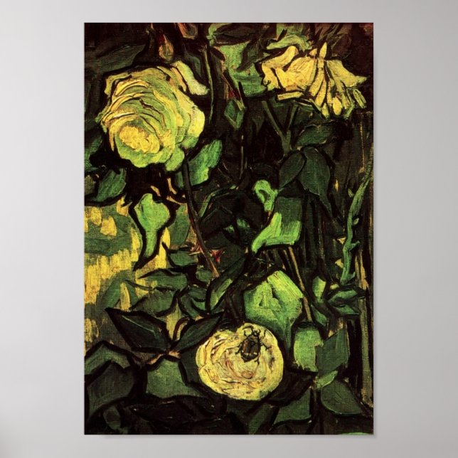 Póster Van Gogh - Rosas y escarabajo (Frente)
