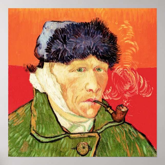 Póster Van Gogh - Self Portrait with Bandaged Ear & Pipe (Frente)