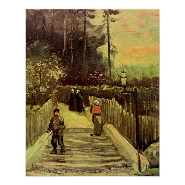 Póster Van Gogh - Sendero inclinado en Montmarte (Anverso)